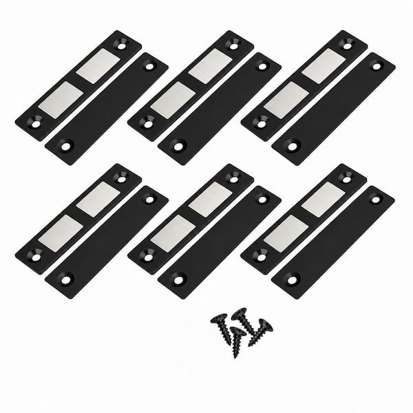 6-Pack Black Ultra Thin Magnets Latch, Kitchen Door Magnetic Catch, Strong Cabinet Double Magnet Catch for Closet