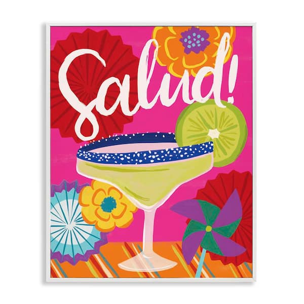 Stupell Industries Salud Margarita Drink by Deborah Curiel White Framed Food Giclee Art Print 30 in. x 24 in.
