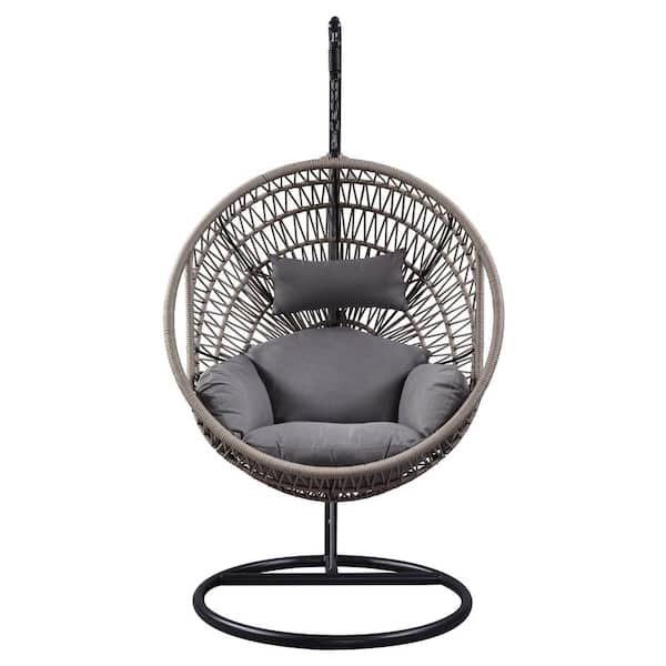 Sireck Brown Patio Swing Chair with Stand, Fabric & Rope