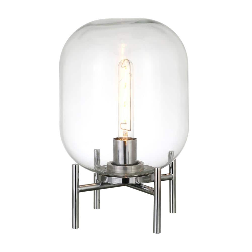Edison Silver Nickel Finish Globe Glass Table Lamp