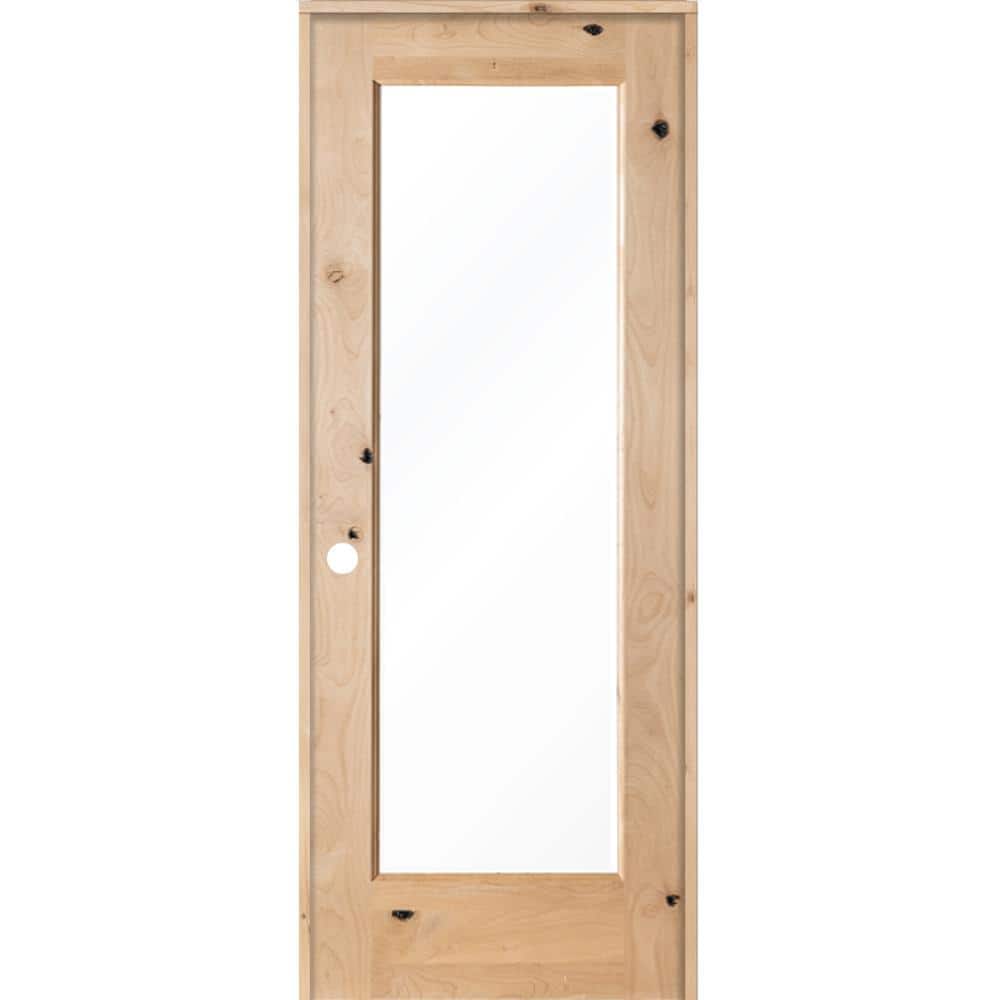 Krosswood Doors 28 in. x 80 in. Rustic Knotty Alder 1Lite with Solid