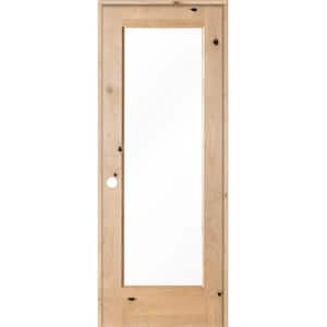 28 in. x 80 in. Rustic Knotty Alder 1-Lite with Solid Wood Core Right-Hand Single Prehung Interior Door
