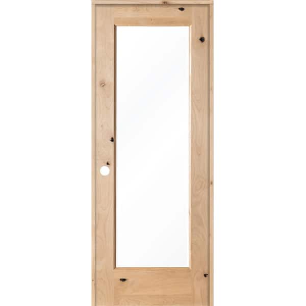 28 in. x 80 in. Rustic Knotty Alder 1-Lite with Solid Wood Core Right-Hand Single Prehung Interior Door