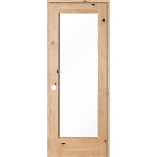 Krosswood Doors 30 in. x 80 in. Rustic Knotty Alder 1-Lite with Solid Wood Core Right-Hand Single Prehung Interior Door