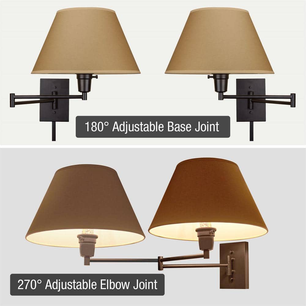 Cambridge Adjustable Swing Arm Wall Lamp with Opaque Paper Shade, Black