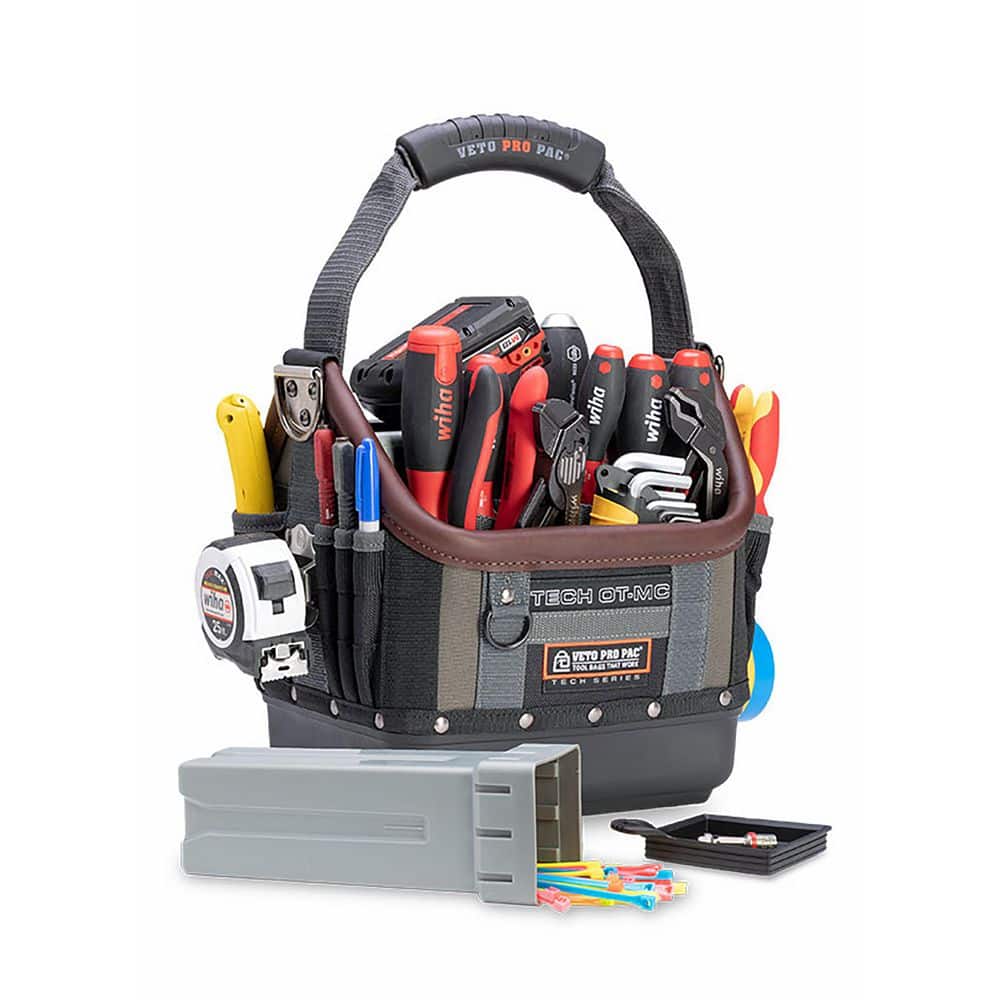 Compact Black and Gray Nylon Tool Tote with Multiple Pockets
