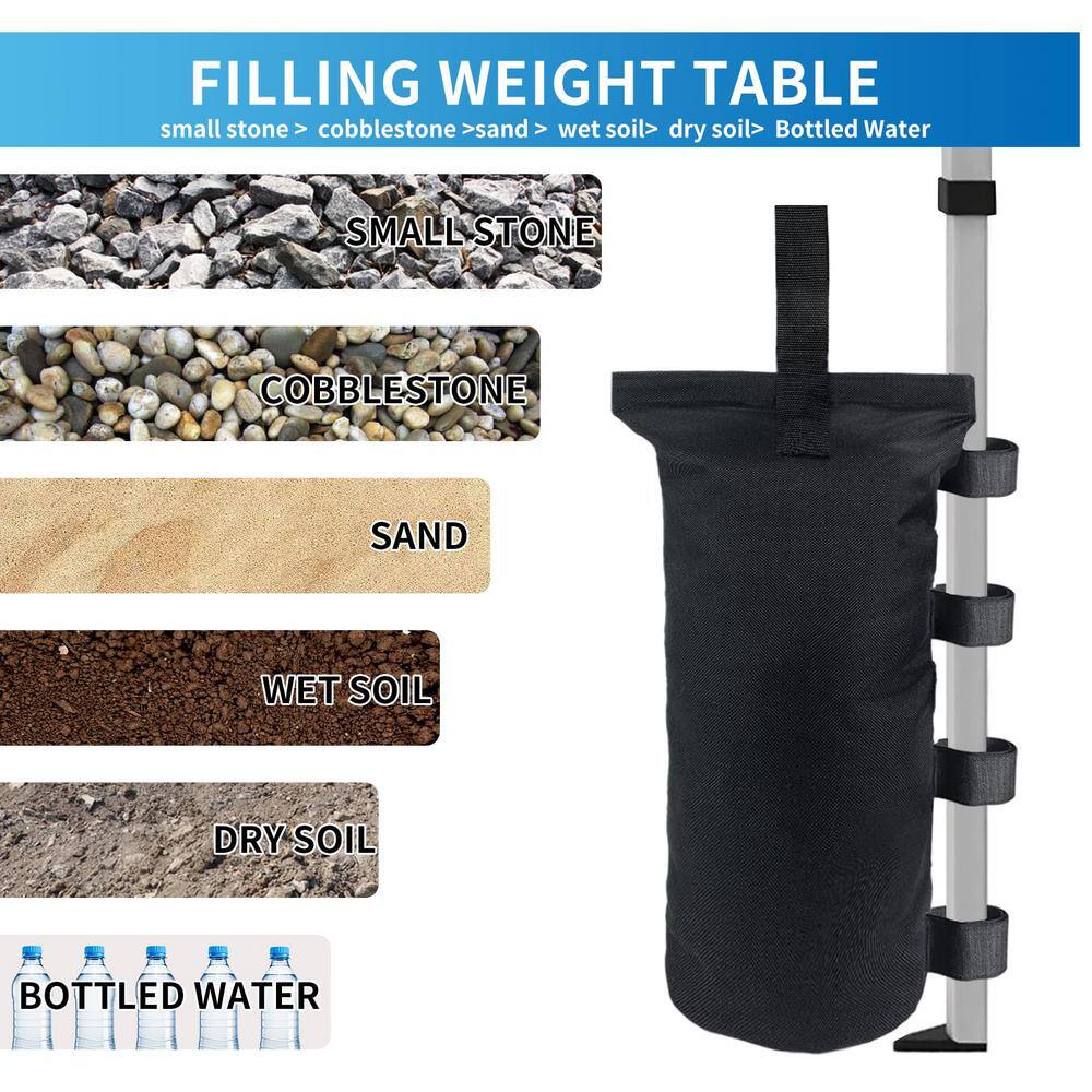 Black Heavy Duty Polyester Canopy Weight Bags Set of 4