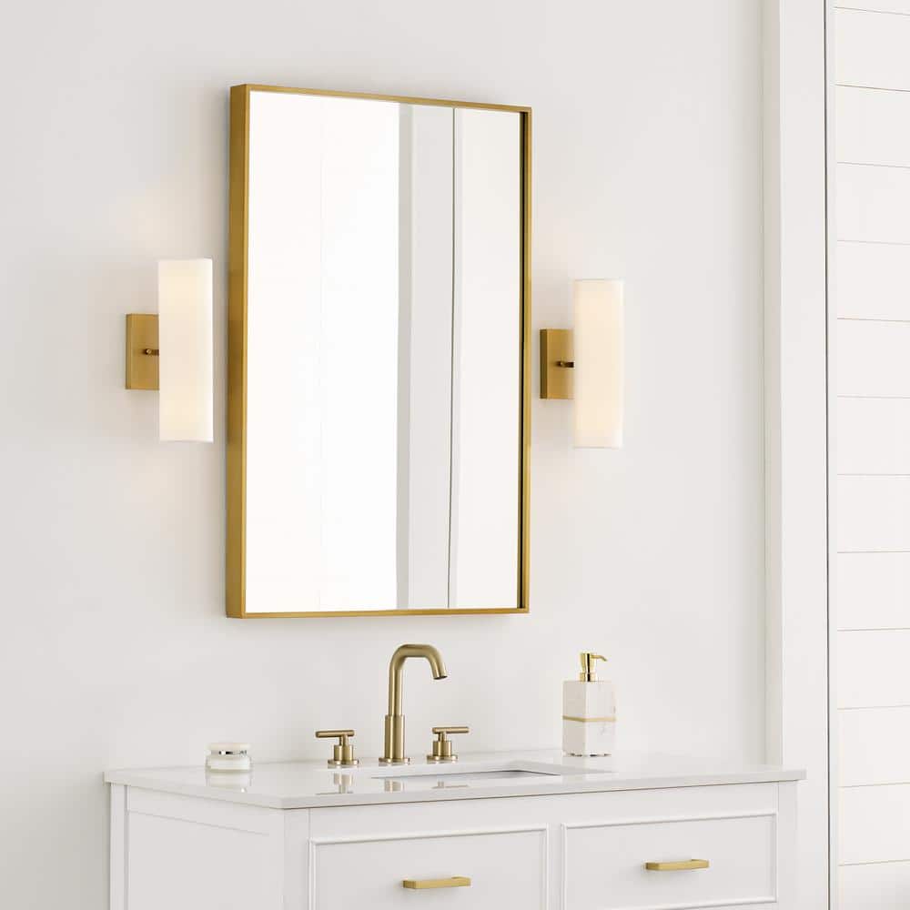 White Frosted Glass Brass Tube-Shaped Wall Sconce