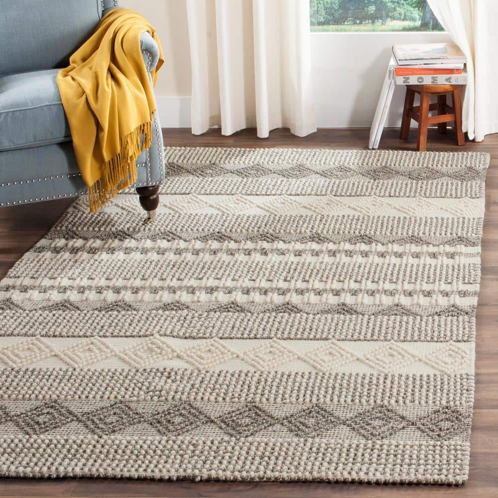 Natura 4 ft. x 4 ft. Gray/Ivory Striped Diamonds Square Area Rug price history on PriceWatchPro