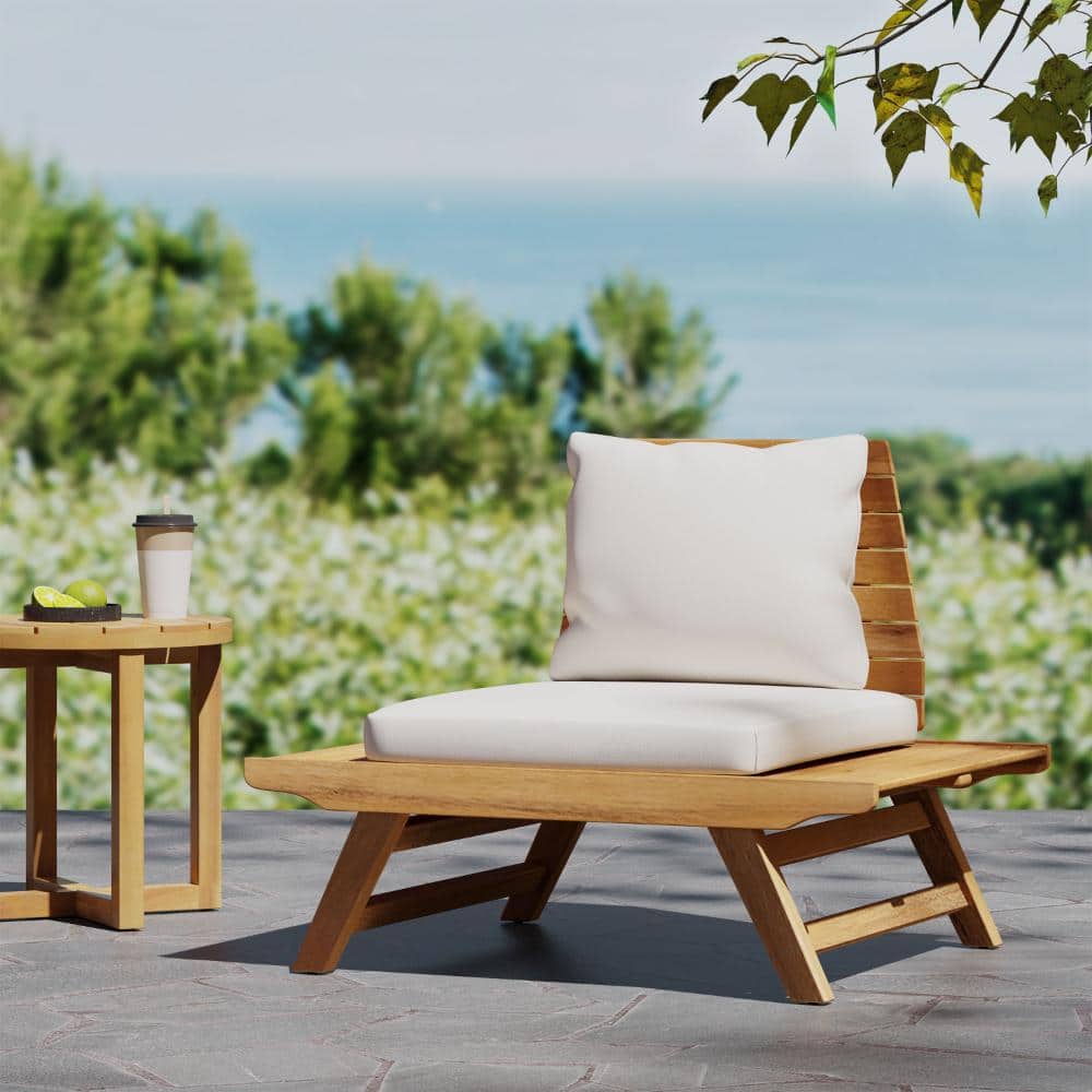 Outdoor Teak Sedona Club Chair, Acacia Wood Patio Lounge Chair with Water-Resistant Cushions
