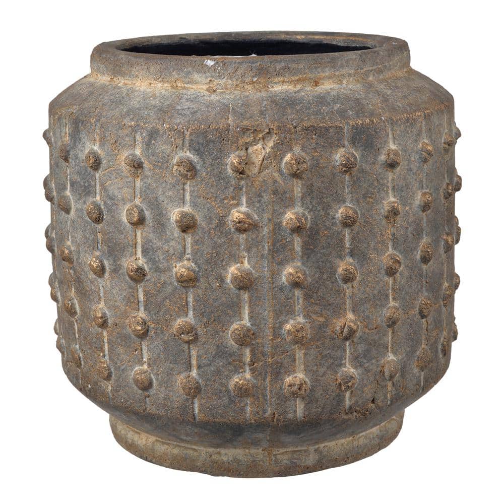 Distressed Gray Ceramic Beaded Indoor Outdoor Planter