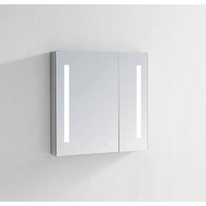 Signature Royale 30 in W x 40 in. H Recessed or Surface Mount Medicine Cabinet with Bi-View Doors and LED Lighting