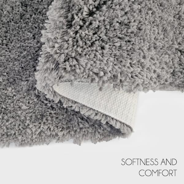 Sussexhome Solid Gray Bathroom Rugs Sets, Shower Rugs with Toilet