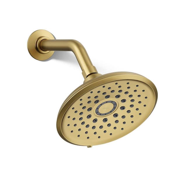 KOHLER Cursiva 3-Spray Patterns 6.75 in. Wall Mount Fixed Showerhead in Vibrant Brushed Moderne Brass