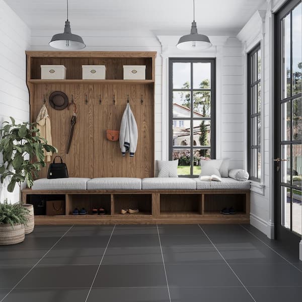 Sonata 4 in. x 5 in. Matte Deep Charcoal Black Porcelain Large Format Wall and Floor Tile Sample
