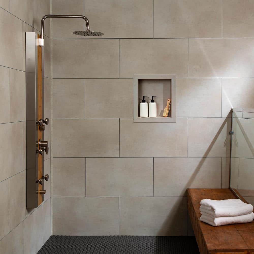 Wintry Mix Gray PVC Waterproof Shower Niche Insert