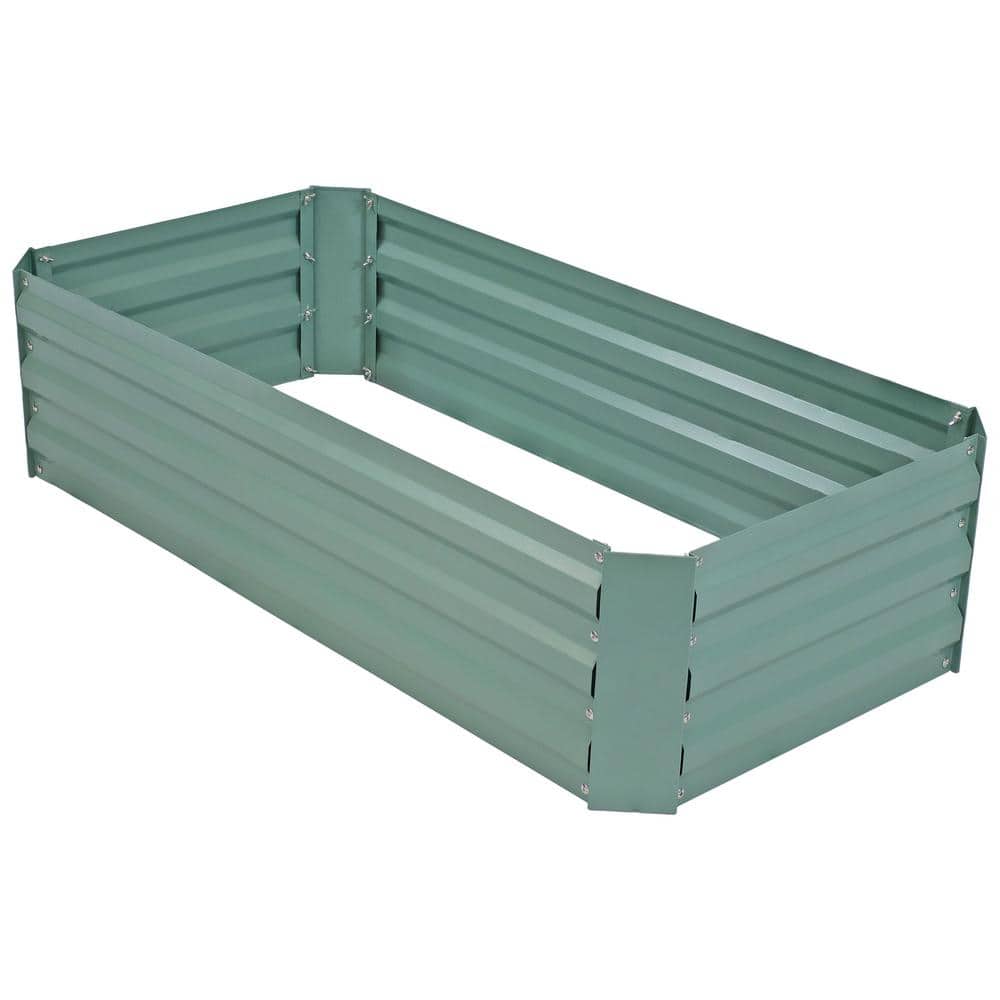 Green Galvanized Steel Rectangle Raised Garden Bed, 47" x 23" x 12"