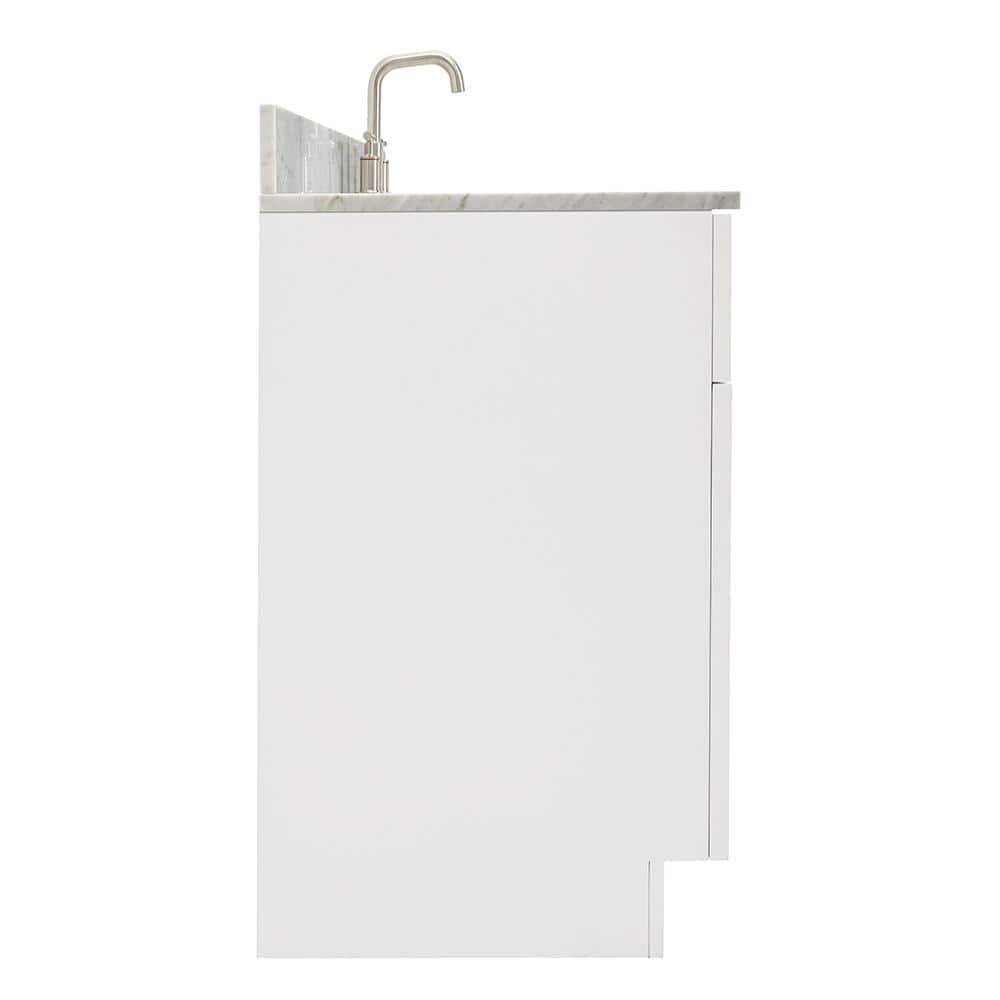White Carrara Marble Top Single Basin Vanity Set