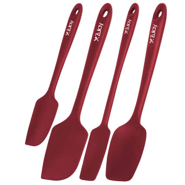 Zulay Kitchen 4-Piece Silicone Spatula Set - Red