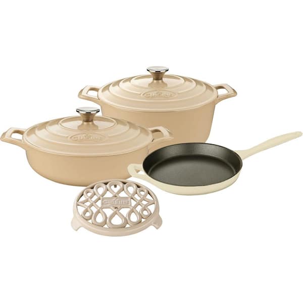 La Cuisine Range Collection 6-Piece Cast Iron Cookware Set in Cream