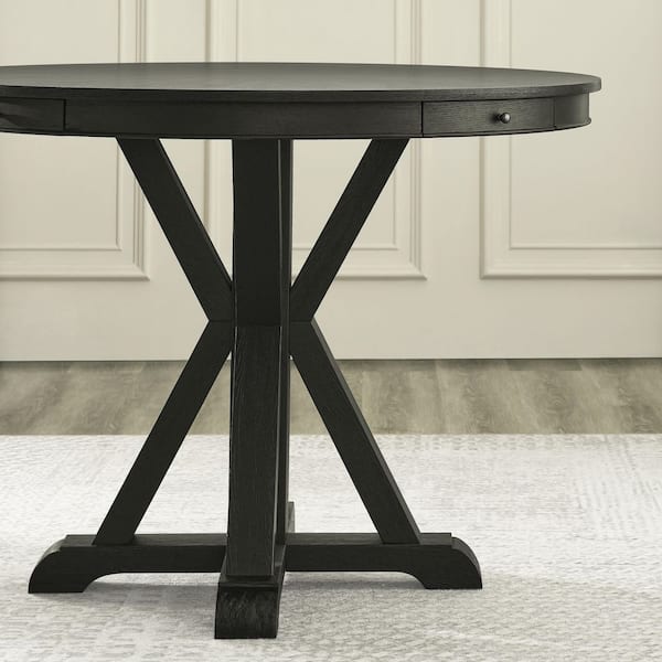 Rylie Black Wood Trestle Counter Height Dining Table Seats 4