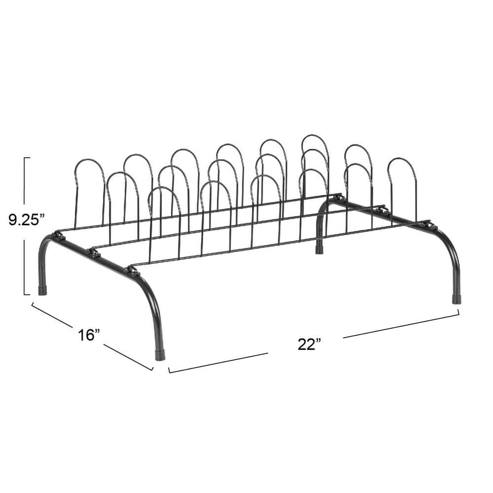 Black Metal Wire 9-Pair Vertical Shoe Rack