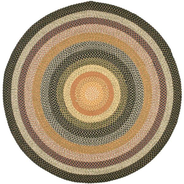 SAFAVIEH Braided Multi Machine 5 ft. x 5 ft. Machine Washable Border Interlaced Round Area Rug