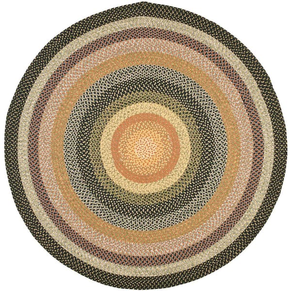 Braided 7 ft. x 7 ft. Multi Machine Washable Border Interlaced Round Area Rug