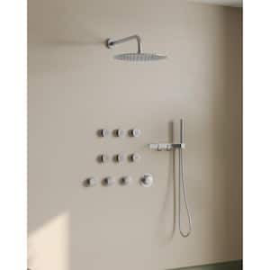 DIY 12 in. 7-Spray Patterns Wall Mount Dual Shower Heads with Fixed and Handheld Shower Head (Valve Included)