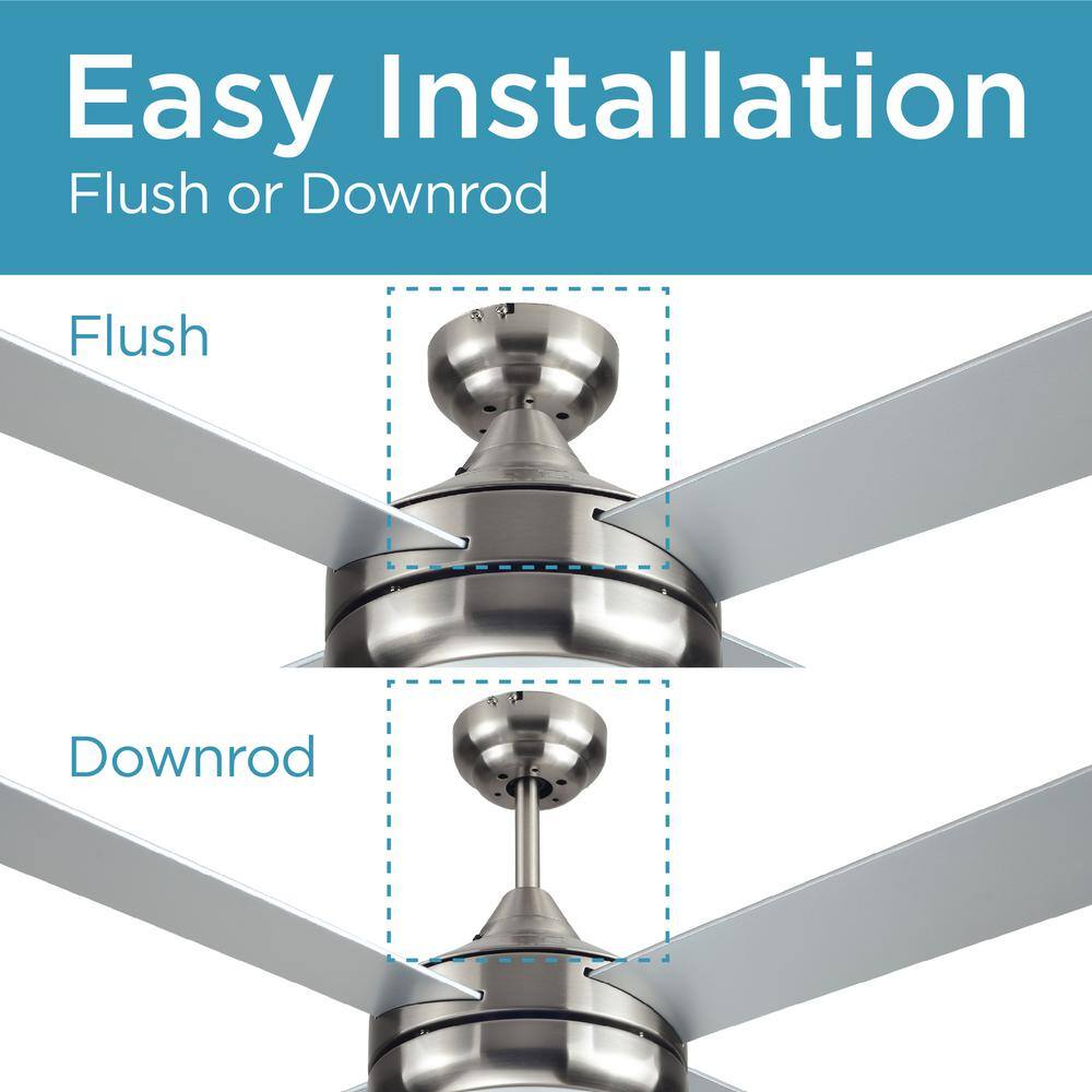 52-Inch Silver Brushed Nickel Ceiling Fan with Frosted Glass Light Kit