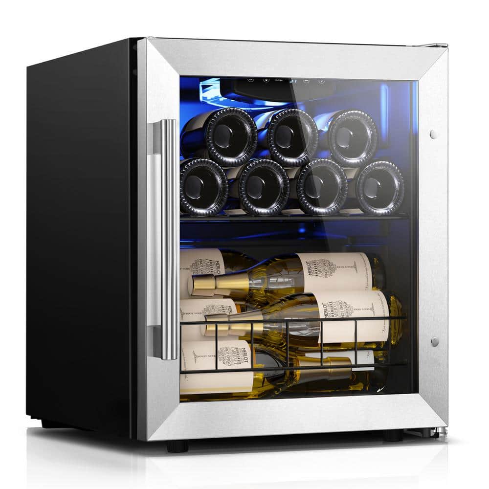 Yeego Single Zone 12-Bottle Freestanding Compressor Wine Cooler ...