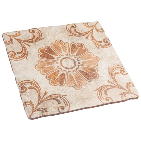 Merola Tile Costa Arena Decor Fleur 7-3/4 in. x 7-3/4 in. Ceramic
