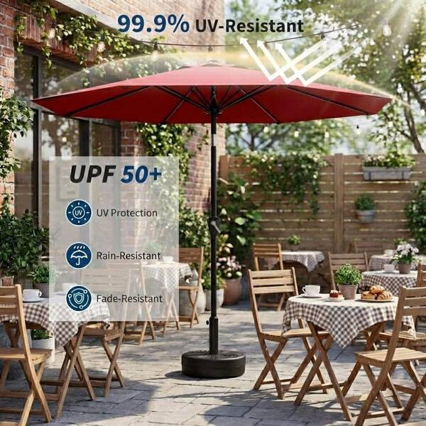 8 round patio umbrella with tilt Garvee 10 ft. Patio Umbrella, 8-Rib Round Market Table Umbrella with Hand  Crank Lift and Push Button Tilt in Red TYYPPG_34KCEA7G