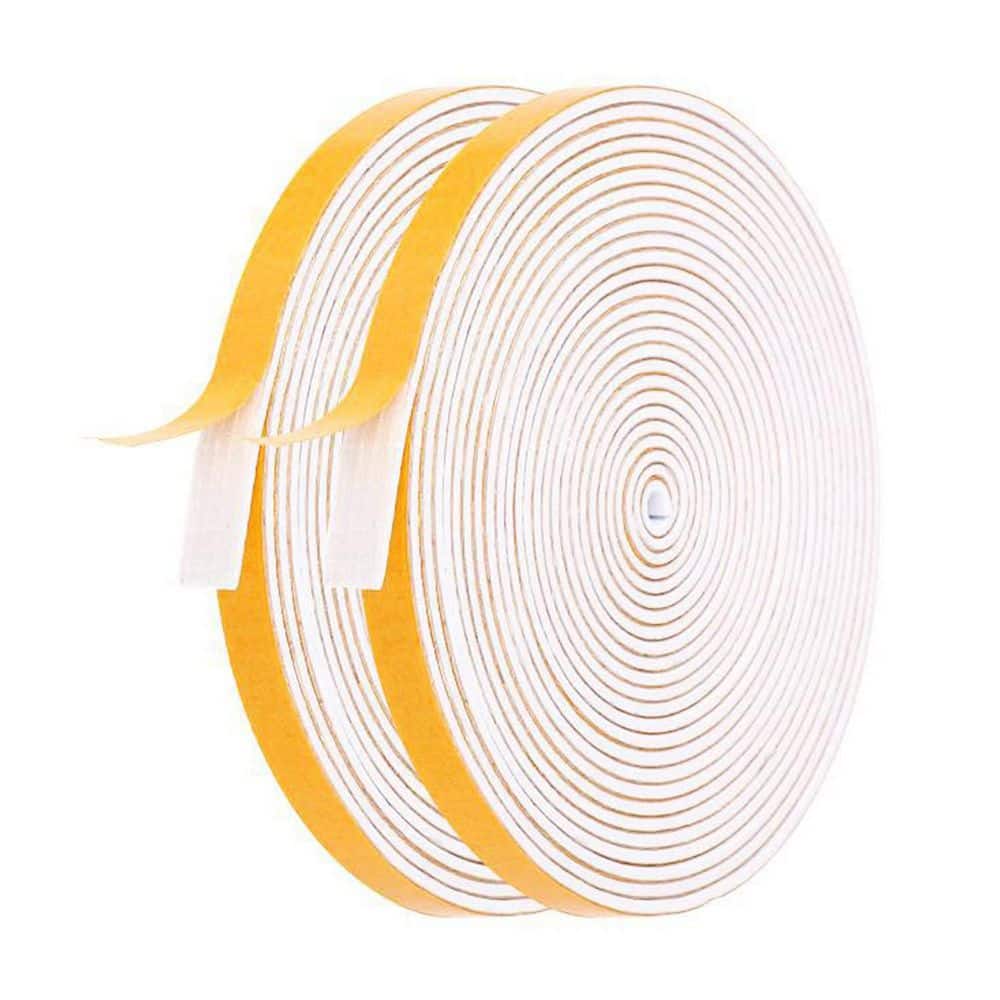 0.25 in. x 156 in. White Foam Tape Weatherstrip 2 Rolls Adhesive Soundproof Door Window Insulation Strip(13ft x 2 Rolls) price history on PriceWatchPro
