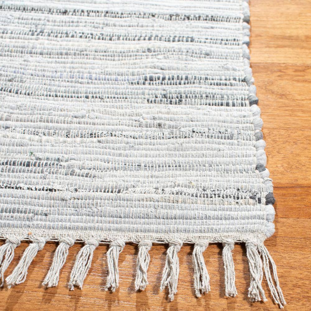 Hand-Woven Gray Cotton 4' x 4' Square Flatweave Area Rug