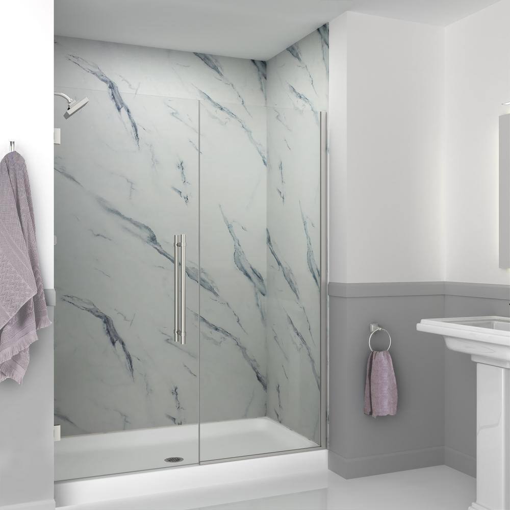 Elizabeth 60" Stainless Steel Frameless Hinged Shower Door with Clear Glass