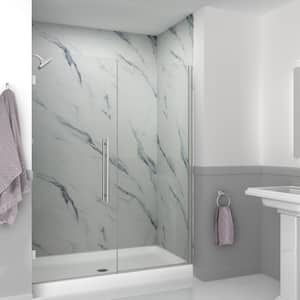 Elizabeth 60 in. W x 76 in. H Hinged Frameless Shower Door in Brushed Stainless with Clear Glass