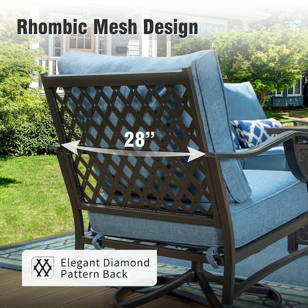 PHI VILLA Black Metal Meshed Seat 6-Piece Steel Outdoor Fire Pit