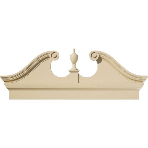 Ekena Millwork 48-in W x 18-7/8-in H x 2-3/4-in P Rams Head Signature Urethane Combination Pediment (Urn Ships Unattached in Box), Prim
