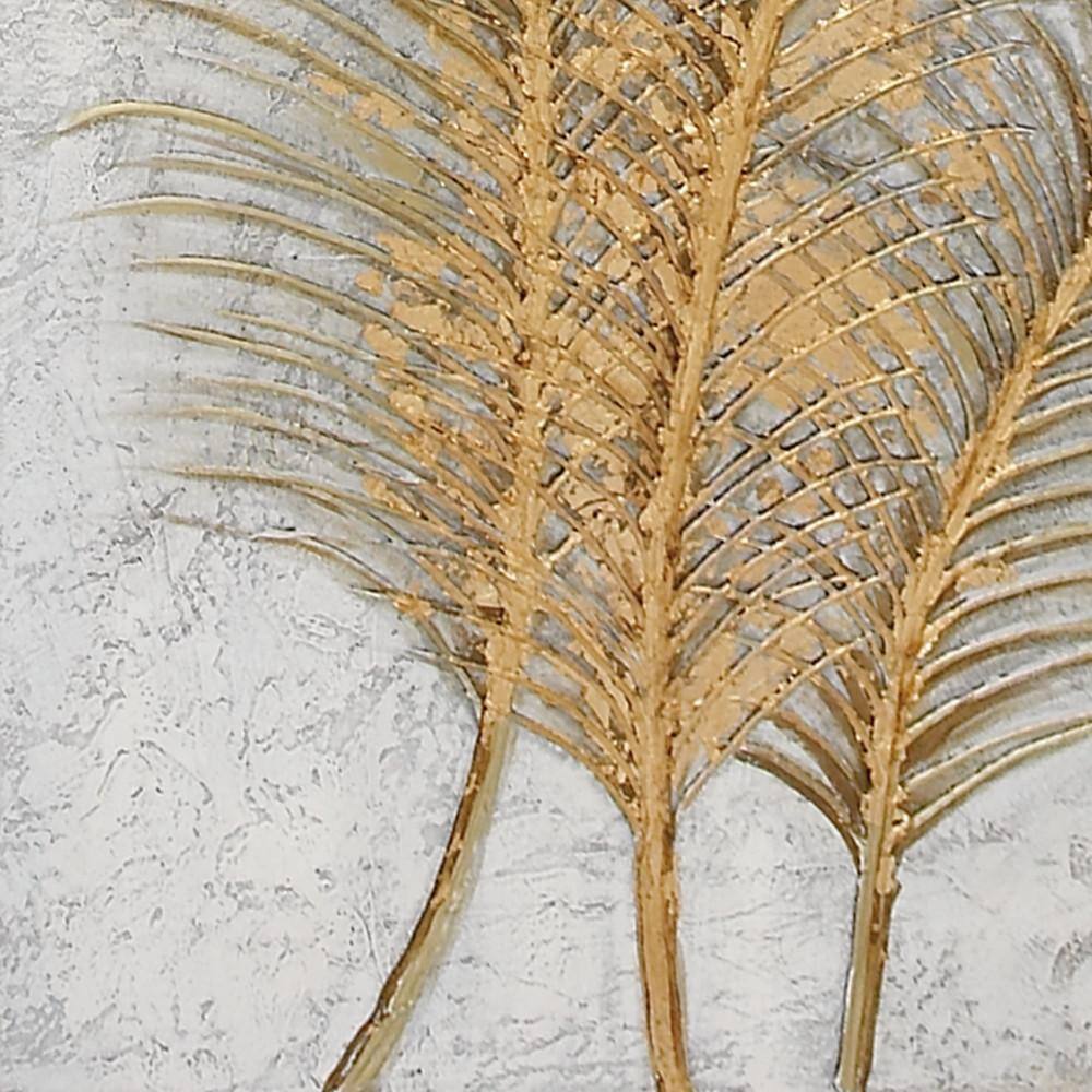 Large Gold and White Botanical Canvas Framed Wall Art