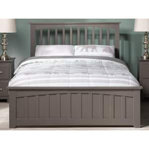 Mission Grey Full Solid Wood Frame Low Profile Platform Bed with Matching Footboard and USB Device Charger