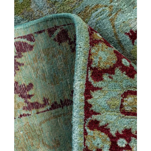 Overdyed Green 2 ft. x 8 ft. Solid Wool Indoor Runner Rug