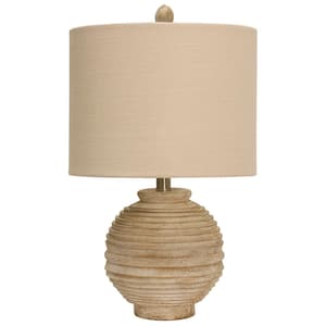 21 in. Distressed White Table Lamp with White Hardback Fabric Shade