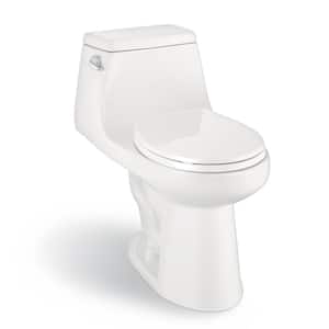 1-Piece 1.28 GPF High Efficiency Single Flush Round Front Toilet in White, Seat Included