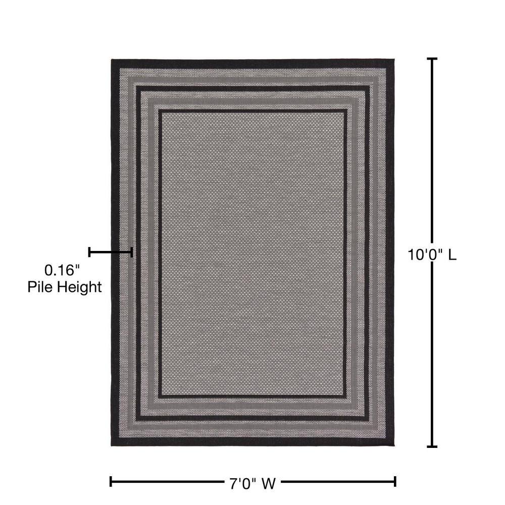 Modern Gray Rectangular Outdoor Rug, Easy-Care and Stain-Resistant, 7' x 10'