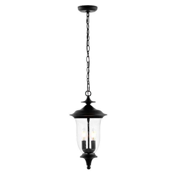 Dowell 40-Watt 2-Light Black Pendant-Light with Glass Shade