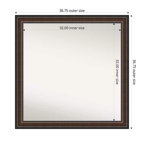 Amanti Art Cyprus Walnut 36.75 in. x 36.75 in. Custom Non-Beveled Wood Framed Bathroom Vantiy Wall Mirror