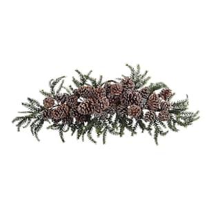 Nearly Natural 28in. Iced Pine Cone Swag 4886 - The Home Depot