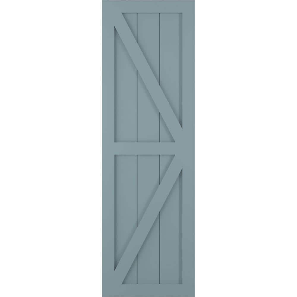 18 in. x 76 in. PVC Two Equal Panel Farmhouse Fixed Mount Board and Batten Shutters with Z-Bar, Peaceful Blue (Per Pair) price history on PriceWatchPro