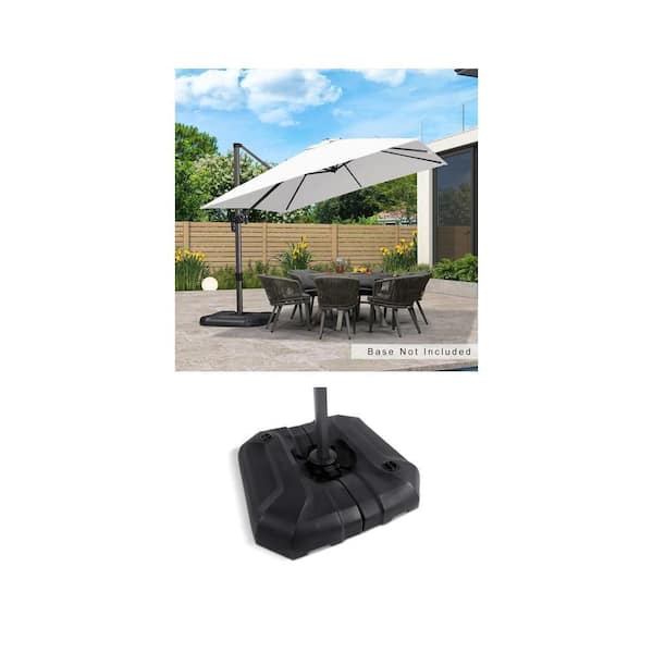 10 ft. Square White Cantilever Umbrella with 360° Rotation and Black Water/Sand Filled Base
